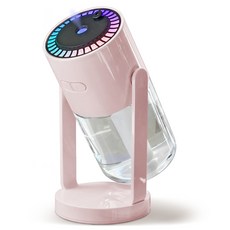 다이아큐브 저소음 탁상용 차량용 초음파 미니 가습기 별빛레이저 조명 분사각도 조절가능 USB 전원 필터 리필 5개, 핑크