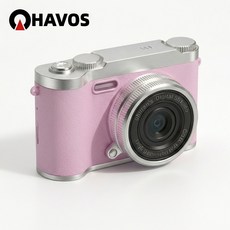 Havos 카메라 캠핑촬영 데일리아카이빙 브이로그 촬영용 고화질화면 가성비 입문용 디지털빈티지소형미러리스 1080P, 분홍색