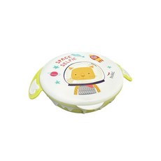 Hokki 森林動物家族不鏽鋼矽膠吸附碗，可愛動物造型，食品級矽膠材質，底部強力吸盤，寶寶用餐好幫手, 1個, 黃-304不鏽鋼矽膠吸附餐碗320ml