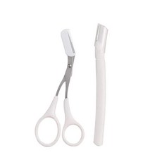 2/3Pcs 여성 눈썹 트리머 얼굴 제 모기 헤어 리무버 스테인레스 스틸 면도기 초보자 미용 도구, 01 short and scissors