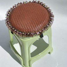 圓墊加厚圓形涼蓆坐墊軟竹墊涼墊透氣涼快屁股墊屁墊子久坐四季用, 薄0.3厘米咖啡條紋鎖邊,40x40cm