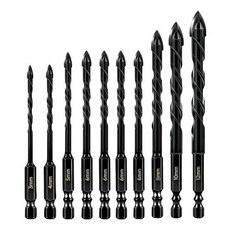 4날 만능 드릴비트 콘크리트 타일 드릴 비트 10개입 세트, 1