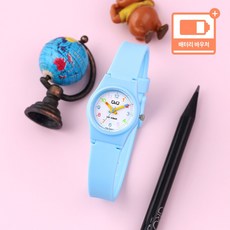 큐앤큐 미니멀 컬러풀 어린이 아동 아날로그 시계 + 배터리 바우처