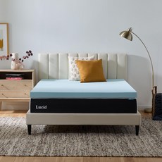 LUCID 2인치 라벤더 메모리폼 매트리스 토퍼 통기성 디자인 트윈 사이즈 169550, 3 Inch, Blue Gel, Queen