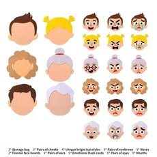 어린이를위한 얼굴 표현 장난감 대화 형 학습 퍼즐 몬테소리 감정 관리 교육, [02] B