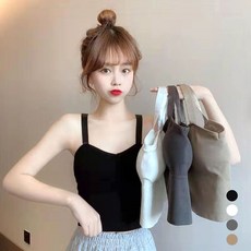 후드티 귀여운 끈나시 패드 포함 튜브탑 데일리 나시티