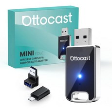 OTTOCAST 오토캐스트 Mini Edge 2 in 1 무선 카플레이 어댑터 안드로이드 오토 애플호환 아이폰호환 삼성 또는 기타 안드로이드폰 호환 순정 유선 차량용 USB 블, OTTOCAST 오토캐스트 Mini Edge 2-in-