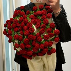 꽃다발블랭킷 DIY 꽃다발이되는담요 유모차덮개꽃다발, 1개, B.진한 붉은 장미 꽃다발 담요 (재료)