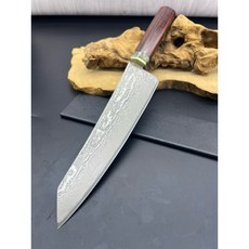 職匠 67層大馬士革 劍型曲背料理牛刀 VG10鋼芯 含黑內絨布刀夾, 1個