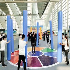삼각 사다리 에어바운스 구름다리 튜브 운동회 풍선 팽창식 놀이 협동 야유회 삼발 체육대회, 1개