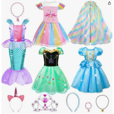 여아 드레스 변신놀이 풀세트 | 공주드레스+망토+왕관+헤어밴드 포함, 1개