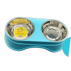 강아지 스텐 스타일 더블 식기 민트 1P 2구 분리 세척 물그릇, 1개