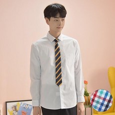 아트박스/교복몰 교복몰 (빅사이즈) 스판 남성 화이트 셔츠 (컬러체크