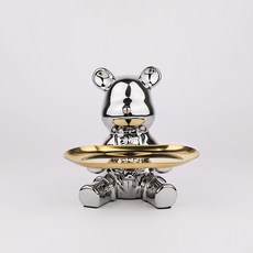 플랜와이 세라믹 인테리어 곰돌이 트레이 T23, 실버