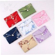 매화 자수 한복 복주머니 미니 파우치 동전 악세사리 수납 전통 봉투형 버튼 지갑