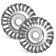 세트 2개 원형 브러시 직경 125 x 22 mm 와이어 각도 그라인더용 꼬임 디스크 꼬인 브러시가 달린 강철 드릴용, 세트 2개 원형 브러시 직경 125 x 22 mm 와이