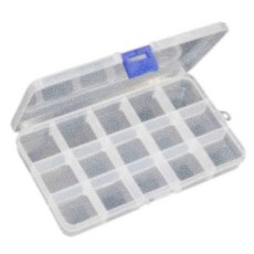 Oce 칸막이 비즈 파츠 글리터 보관함 네일 아트 보석 15칸 반지 귀걸이 목걸이 손톱 큐빅 악세사리 네일아트 슬라임, 1개