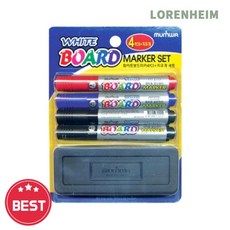로렌하임 화이트보드마카4색지우개 세트 수성잉크 학습사무용 마카세트