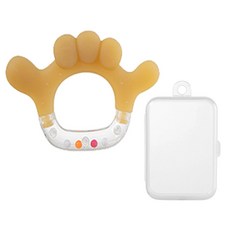 DFMEI 嬰兒搖鈴牙膠硅膠磨牙棒寶寶防吃手安撫咬膠可啃咬嬰兒益智硅膠玩, 1個, 如圖, ⋄牙膠搖鈴-6搖滾手勢+盒子