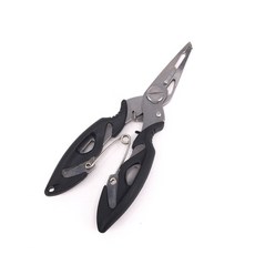 廣隆 路亞鉗 不鏽鋼材質 壓咬鉛 剪線鉗 取鉤鉗 剪PE線 彎嘴釣魚鉗 開口鉗 大力馬魚線剪 控魚器 斷鋼絲 夾線, 黑色, 1個