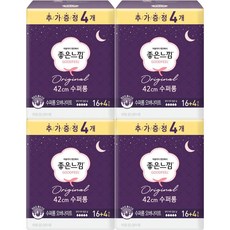 좋은느낌 슬림 42cm 수퍼롱 오버 날개형 생리대, 오버나이트, 20개입, 4개