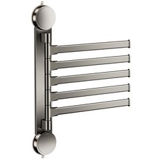 費歐家 免打孔旋轉吸盤式多桿毛巾架，浴室廚房多功能收納，吸盤穩固耐用, 槍灰/旋轉5桿【吸盤式】毛巾架, 1個