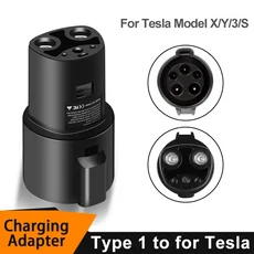 EV 어댑터 타입 1 J1772 to 테슬라 충전기 래치 모델 3 S Y X 전기 자동차 충전 컨버터, Black, Type1 to For Tesla