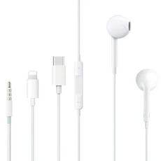 線控有線耳機麥克風，適用iPhone與安卓手機, 白色, 3.5MM 耳機接頭