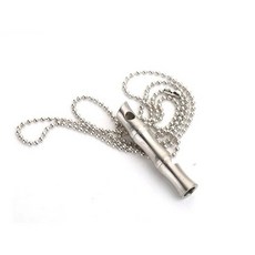 2종 호신용 메탈 호루라기 목걸이 휘슬 생존 방범용, 1세트, T4671 실버