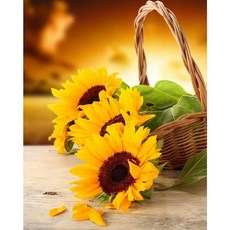 Sunburst Wonder 동물 보석십자수 프레임 캔버스 DIY 세트 제일 잘 파는 제품, FD033  바구니 속의 해바라기, 1개