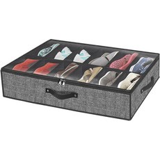 호미포트 언더베드 신발 보관 정리함 운동화 하이힐 플립플롭블랙을 위한 투명 창이 있는 12쌍의 용기 솔루션 상자 통에 맞습니다, 3_2 Shoes (12+12, 24 Pairs Shoes