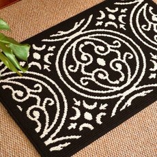 有感選物 高級感編織除塵地墊 防滑刮泥腳踏墊 藤蔓黑 60x90公分, 1個, 藤蔓-黑,60*90cm