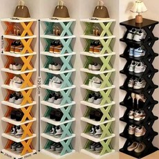 加厚4層 鞋架 簡易宿舍收納門口置物架 黑色, 1個, 綠色 高17cm 寬24cm,加厚7層 節省空間 破損包賠