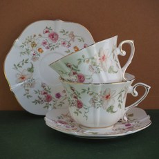Can Yao 新骨瓷花語對杯組 兩杯兩盤禮盒 英式下午茶杯盤, 1個, 兩杯兩盤禮盒組
