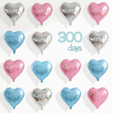 파파 파티 하트 풍선 세트 기념일 생일 포토월 DIY, 1세트, 실버6/핑크6/블루6 + 300days