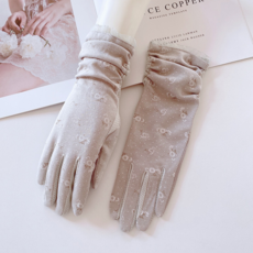 하이유니 데이지 자외선 UV 차단 등산 운전 터치 면 장갑, 그레이, 1개