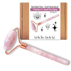 Boho Aromatic 로즈 쿼츠 칠 + 스컬프트 페이셜 롤러 페이스 디퍼핑용 쿨링 구아 샤 림프 마사지 골드 합금 이 히피 걸 제작, Boho Aromatic 로즈 쿼츠 칠 + 스컬프트 페, 1