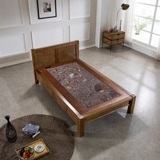 [구들장돌침대] [구들장] 모던 서랍형 슈퍼싱글 홍칠보석 돌침대, 브라운