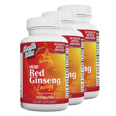 테리네츄럴리 HRG80 홍삼 에너지 7X 스트롱거 울트라-클린 이지 츄어블 타블렛 비건, 3개, 30정