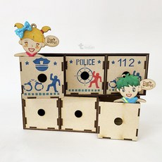 (TD) 조립 우드 스텐실 서랍장 정사각 3단, 단품