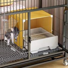 貓砂盆 籠內專用 抽屜式 超大號全封閉 防外濺 小號幼貓廁所 貓用品, 1個, 35*35*35萌寵黃中號幼貓專用