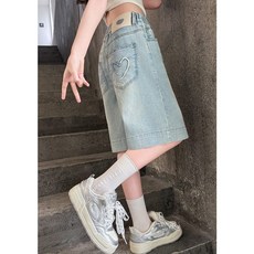 아동용 초등학생 중학생 여름 5부 가벼운 데님 반바지
