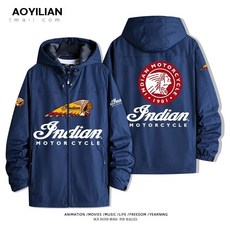 인디언 모터사이클 오토바이 방풍 루즈핏 자켓 바람막이 바이크 빅사이즈 항공점퍼 방한, K. 185 플리스 없음, A. 네이비