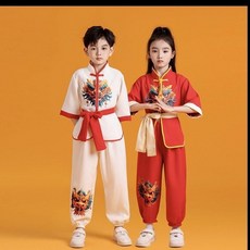 兒童武術表演服 功夫練功服 龍紋設計