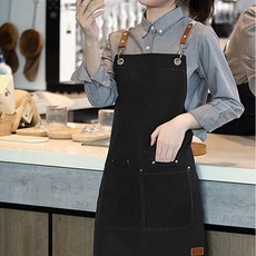 공방 카페 레더원 캔버스 방수 앞치마 블랙 mon+43794IU