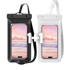 라우드 파스텔 핸드폰 방수팩 1+1 물놀이 방수케이스, 1세트, 블랙+화이트