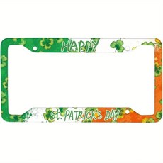해피 세인트 패트릭 데이 번호판 프레임 남녀 공용 알루미늄 차량 장식, 1. 1, 1개