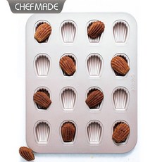 學廚 16連瑪德琳蛋糕模具黃油年糕烘焙小貝殼卡通家用不沾烤盤, 16連不粘瑪德琳模-WK9743）, 1個