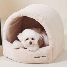 라온샵 강아지쿠션 애견하우스 강아지 극세사 오픈형 하우스 대형 1P 숨숨집 베드, 대형 밀크베이지