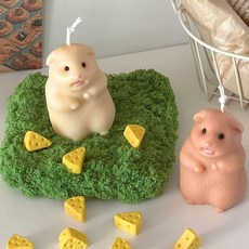 Akorb 햄들짝 놀란햄스터 캔들 향초 인테리어소품, 우드세이지&씨솔트, 베이지